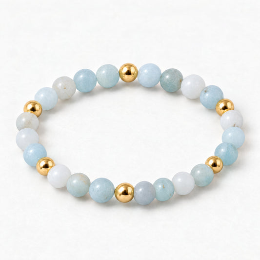 Elevated Health Bracelet with REAL Gold Beads and Aquamarine