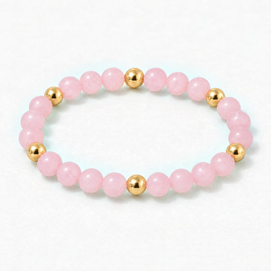 Elevated Love Bracelet with REAL Gold Beads and Rose Quartz