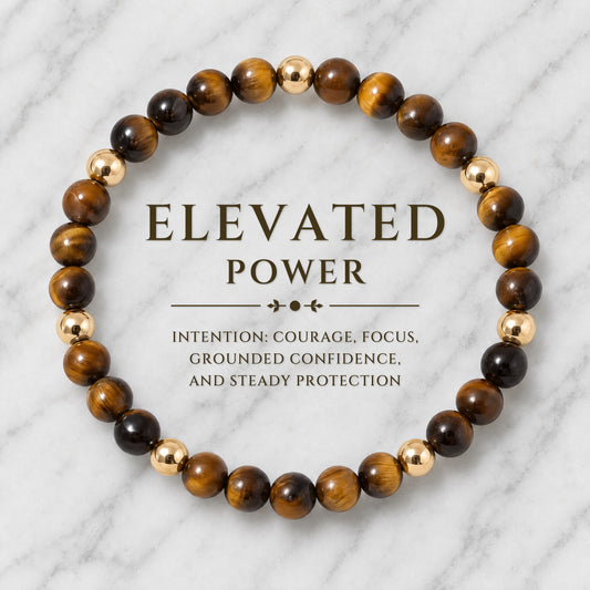 Elevated Power Bracelet with REAL Gold Beads and Tigers Eye