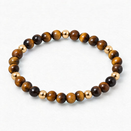 Elevated Power Bracelet with REAL Gold Beads and Tigers Eye