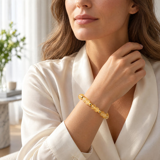 Elevated Wealth Bracelet with REAL Gold Beads and Citrine