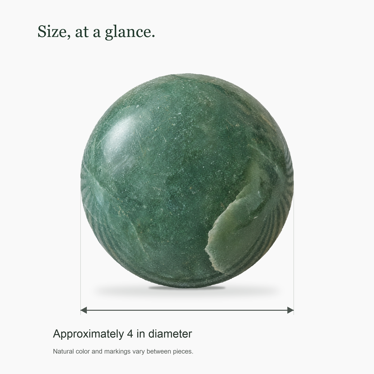 ERL Studio dimensions — Green Aventurine Sphere · 1e7b1f6f-ff95-4efa-8af6-3ee993006c28