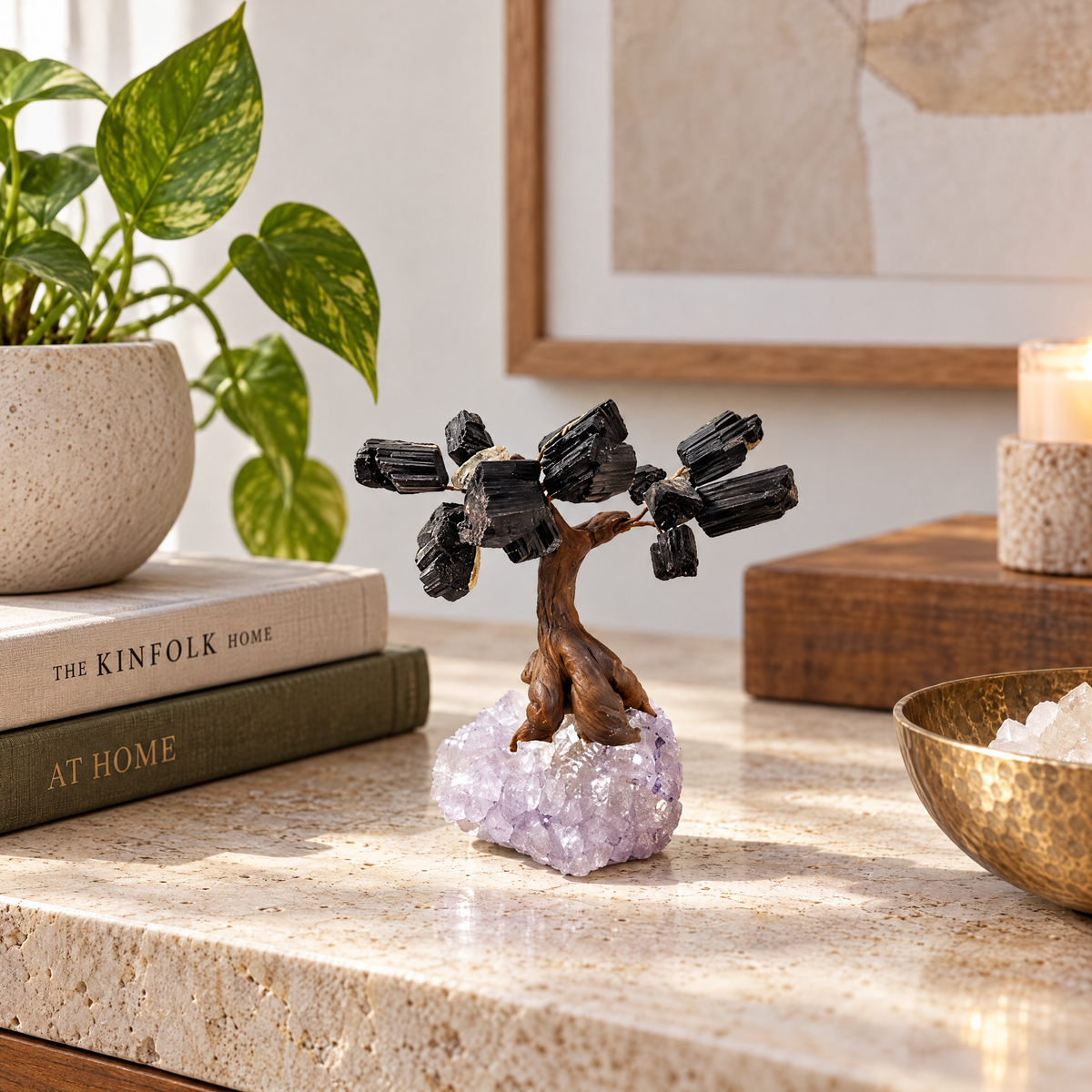 ERL Studio lifestyle — Black Tourmaline Crystal Tree on Amethyst Druzy Base · fb40332c-b6d0-42f6-8d1c-c4737ffbe701