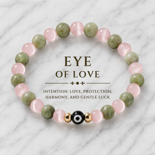 Eye of Love Pink Cat Eye and Jade Bracelet REAL Gold