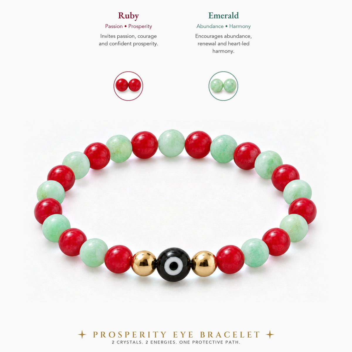 Eye of Prosperity Ruby and Emerald Bracelet REAL Gold