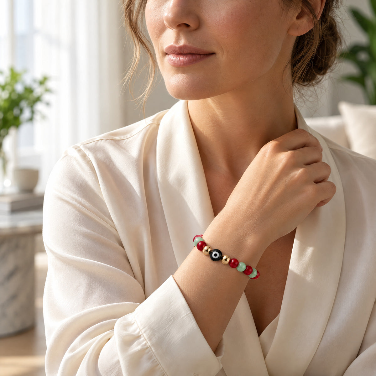 Eye of Prosperity Ruby and Emerald Bracelet REAL Gold