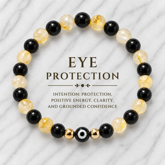 Eye of Protection Citrine and Black Obsidian Bracelet REAL Gold