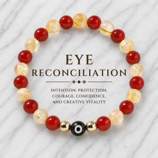 Eye of Reconciliation Citrine and Carnelian Bracelet REAL Gold