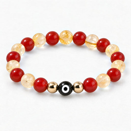 Eye of Reconciliation Citrine and Carnelian Bracelet REAL Gold
