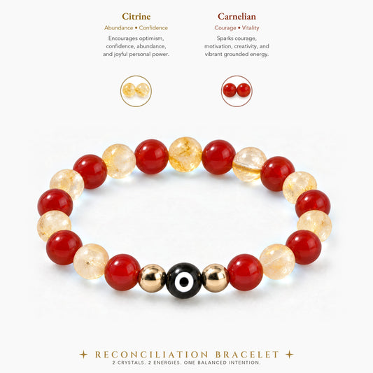 Eye of Reconciliation Citrine and Carnelian Bracelet REAL Gold