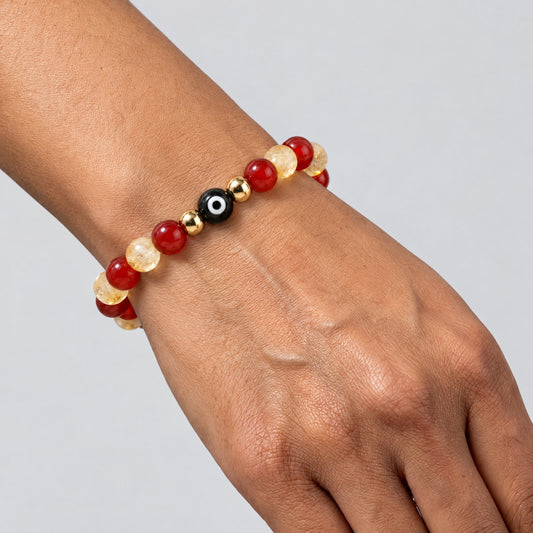 Eye of Reconciliation Citrine and Carnelian Bracelet REAL Gold
