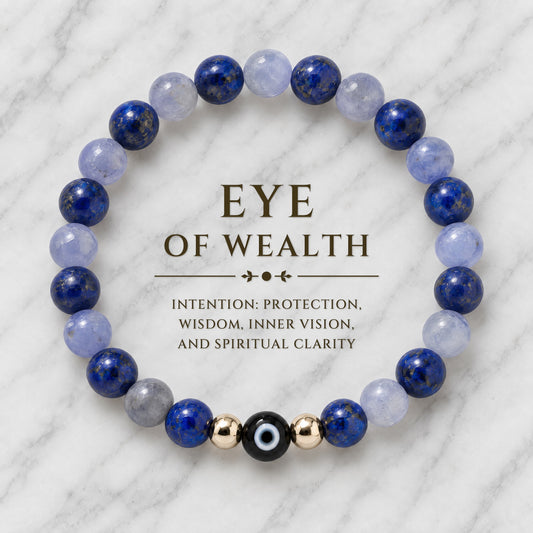 Eye of Wealth Lapis Lazuli and Tanzanite Bracelet REAL Gold