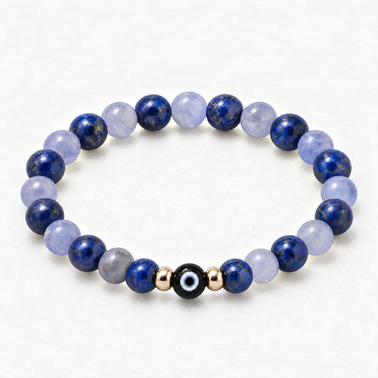 Eye of Wealth Lapis Lazuli and Tanzanite Bracelet REAL Gold