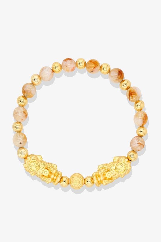 Forever Fortune 18K Gold Vermeil Double Pixiu Jade Bracelet - Eat.Read.Love.