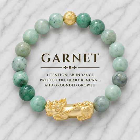 Garnet & Hydrogrossular Feng Shui Lucky Pixiu Passion & Wealth Bracelet