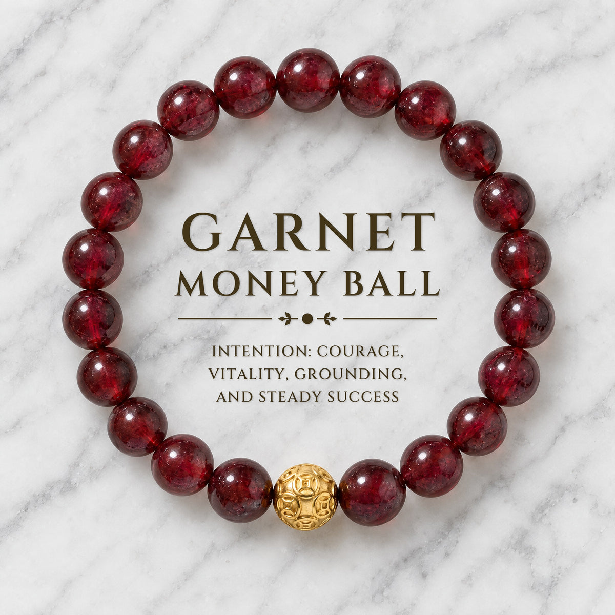 Garnet Money Ball Success Bracelet
