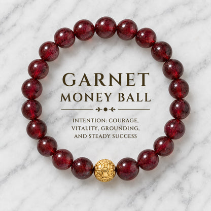 Garnet Money Ball Success Bracelet