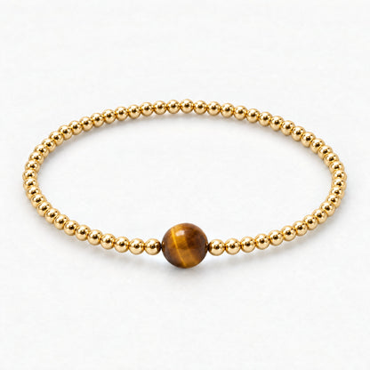 Gemini Golden Zodiac Tigers Eye 2026 Bracelet REAL Gold