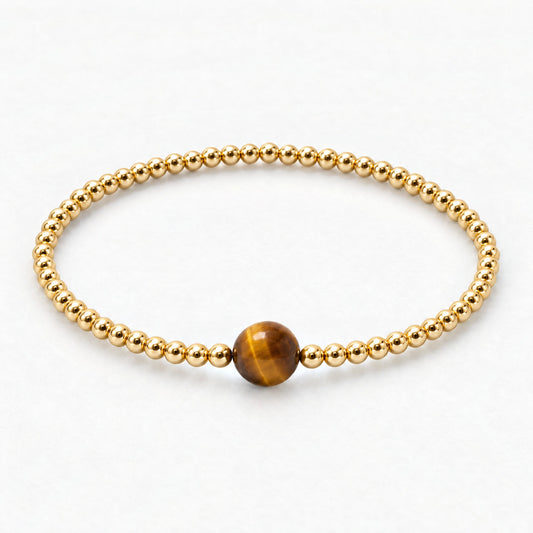Gemini Golden Zodiac Tigers Eye 2026 Bracelet REAL Gold