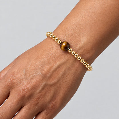 Gemini Golden Zodiac Tigers Eye 2026 Bracelet REAL Gold