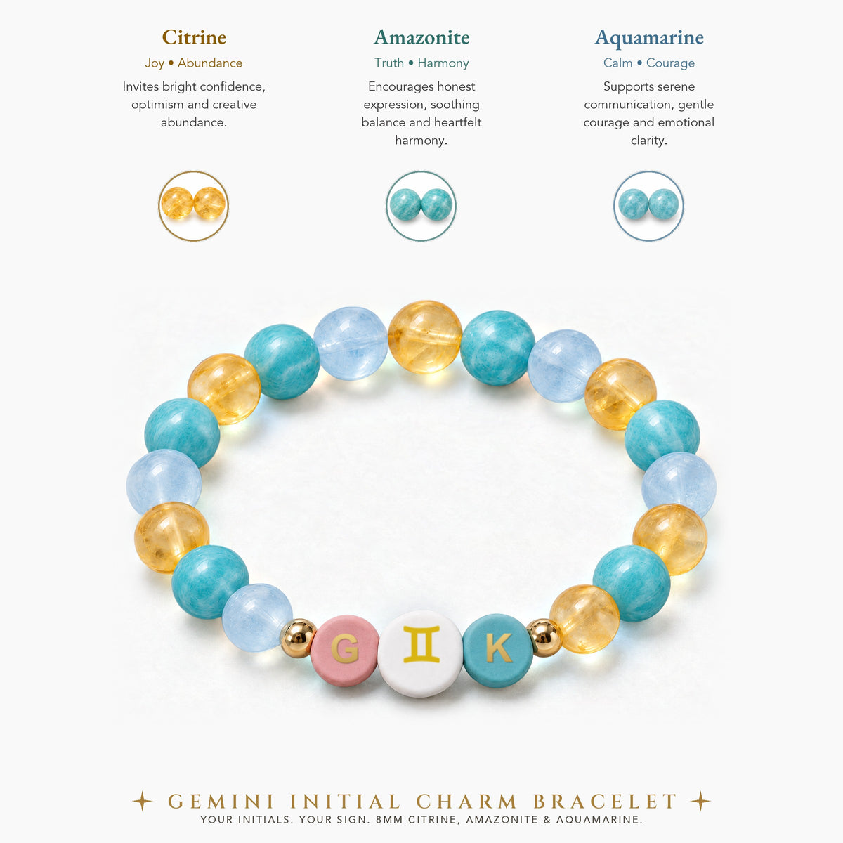 Gemini Initial Charm Bracelet