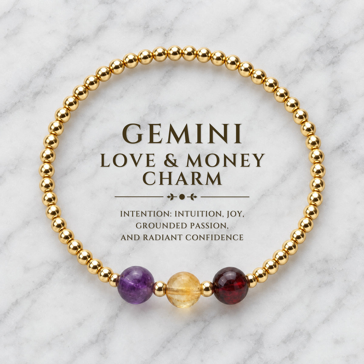 Gemini Love and Money Golden Bracelet With REAL Gold