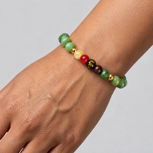 Jade Mega Success Lucky 7 Gemstone Bracelet With REAL Gold