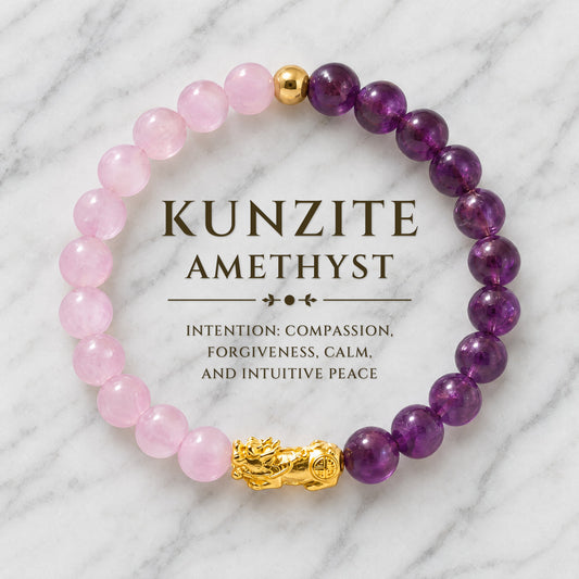 Kunzite and Amethyst Eclipse 18k Pixiu Bracelet - Reconciliation