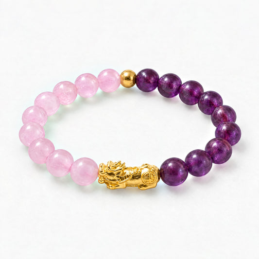 Kunzite and Amethyst Eclipse 18k Pixiu Bracelet - Reconciliation