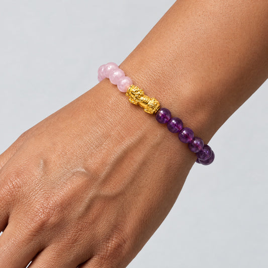 Kunzite and Amethyst Eclipse 18k Pixiu Bracelet - Reconciliation