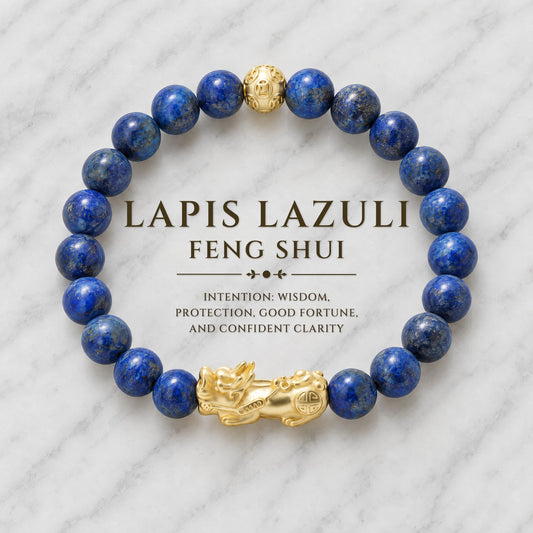 Lapis Lazuli Feng Shui Lucky Pixiu Wisdom & Wealth Bracelet