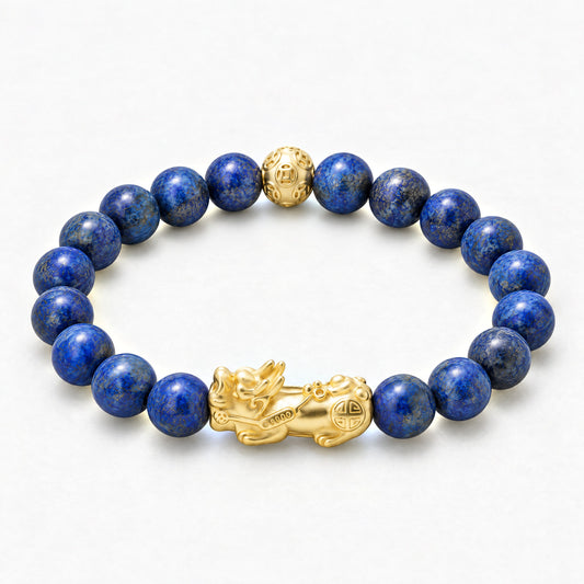 Lapis Lazuli Feng Shui Lucky Pixiu Wisdom & Wealth Bracelet