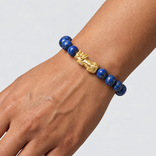 Lapis Lazuli Feng Shui Lucky Pixiu Wisdom & Wealth Bracelet