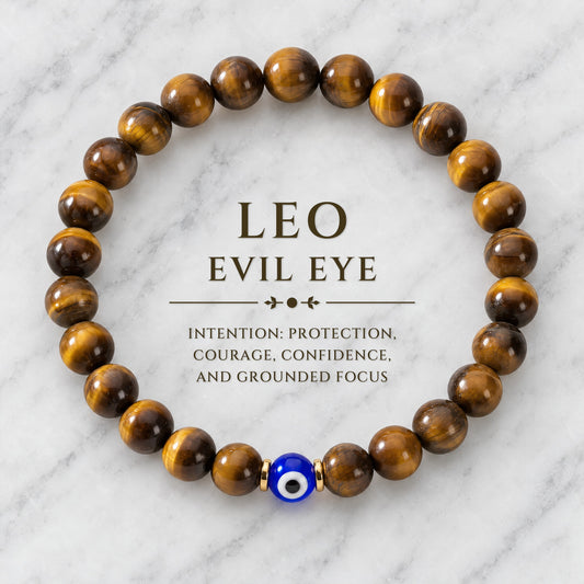 Leo Evil Eye Tigers Eye Crystal Protection Bracelet