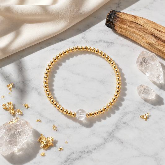 Leo Golden Zodiac Clear Quartz 2026 Bracelet REAL Gold