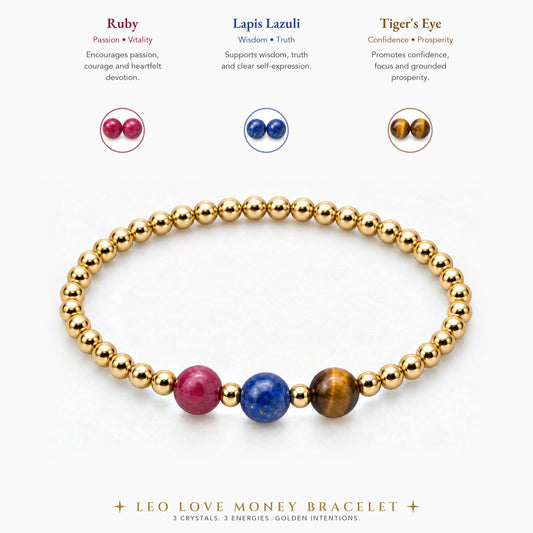 Leo Love and Money Golden Bracelet with REAL Gold