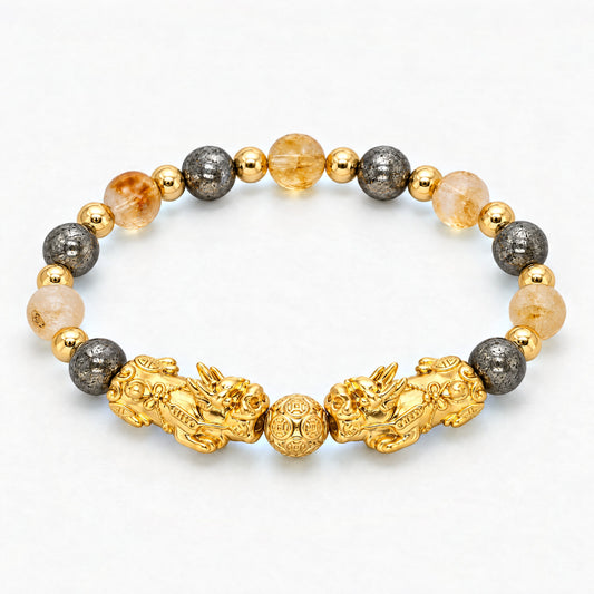 Leo Zodiac Feng Shui Double Pixiu Bracelet