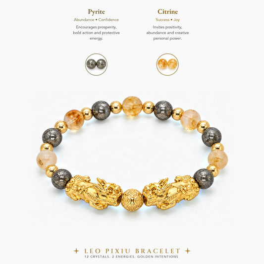 Leo Zodiac Feng Shui Double Pixiu Bracelet