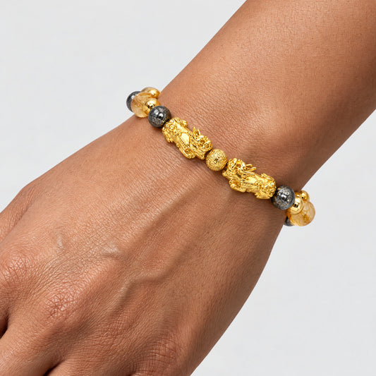 Leo Zodiac Feng Shui Double Pixiu Bracelet