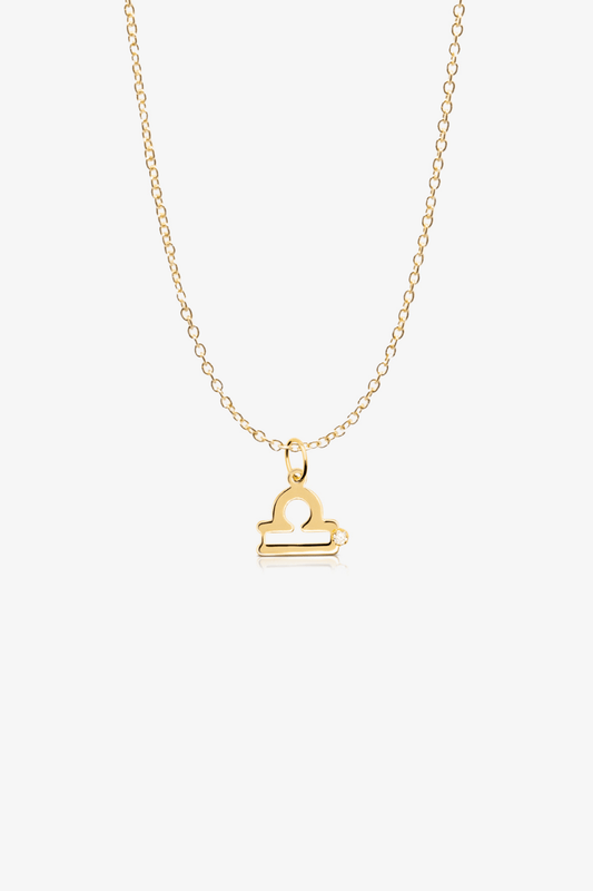 Libra 14k Pure Gold Necklace With Diamond - Eat.Read.Love.