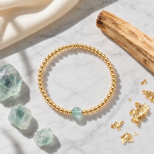 Libra Golden Zodiac Fluorite 2026 Bracelet REAL Gold