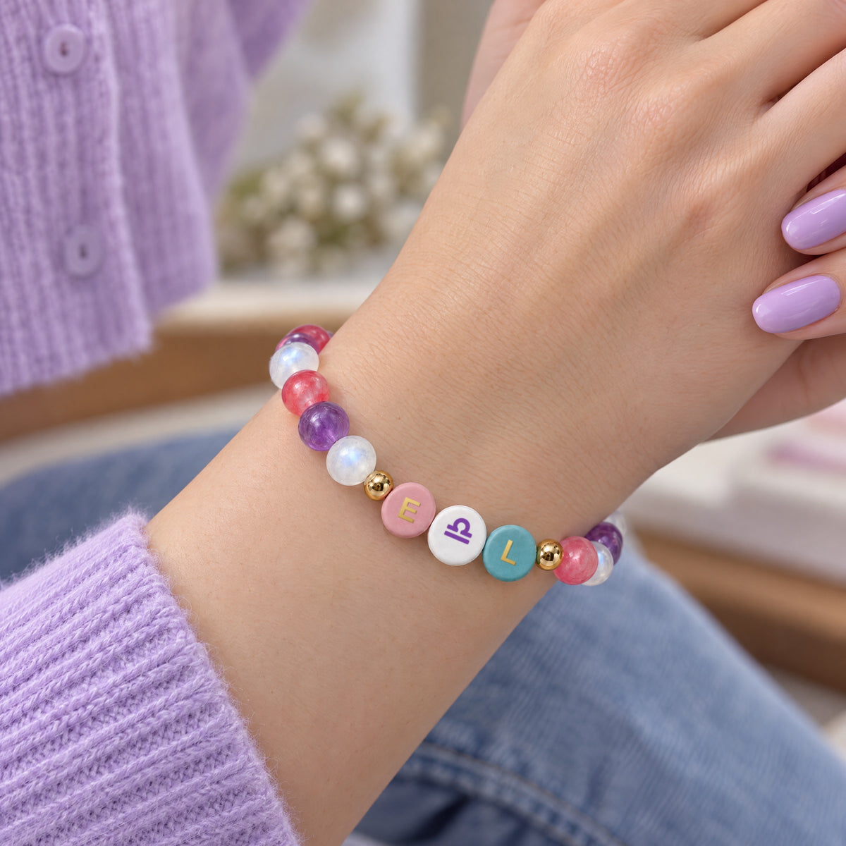 Libra Initial Charm Bracelet