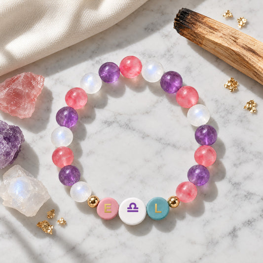 Libra Initial Charm Bracelet