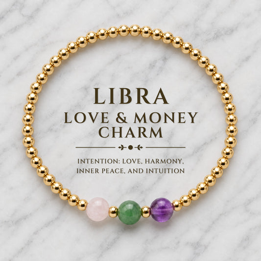 Libra Love and Money Golden Bracelet With REAL Gold