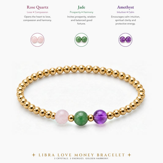 Libra Love and Money Golden Bracelet With REAL Gold
