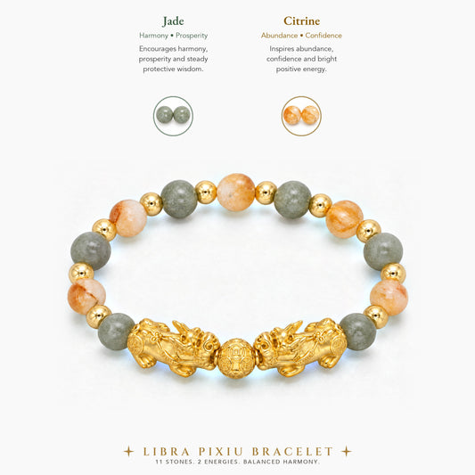 Libra Zodiac Feng Shui Double Pixiu Bracelet