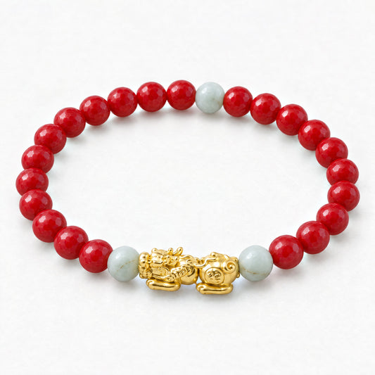Lucky Fortune Pixiu Red Jade - Year Of The Horse