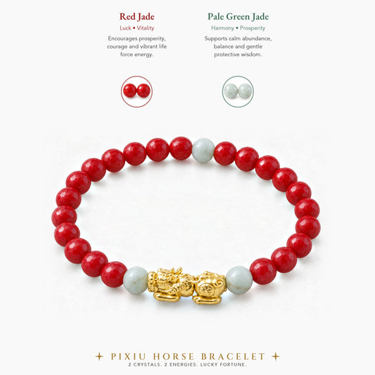 Lucky Fortune Pixiu Red Jade - Year Of The Horse