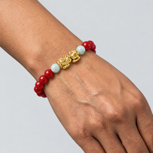 Lucky Fortune Pixiu Red Jade - Year Of The Horse