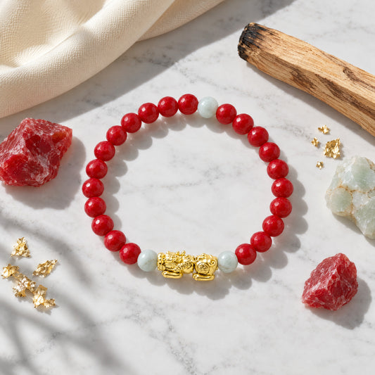 Lucky Fortune Pixiu Red Jade - Year Of The Horse